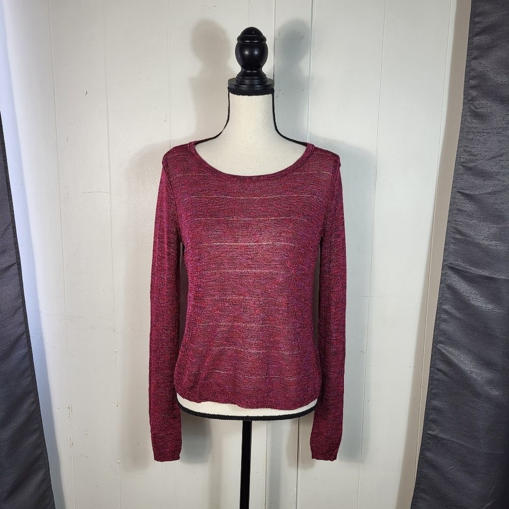 Rag And Bone Raspberry Pink Linen Blend Knit Stri… - image 1